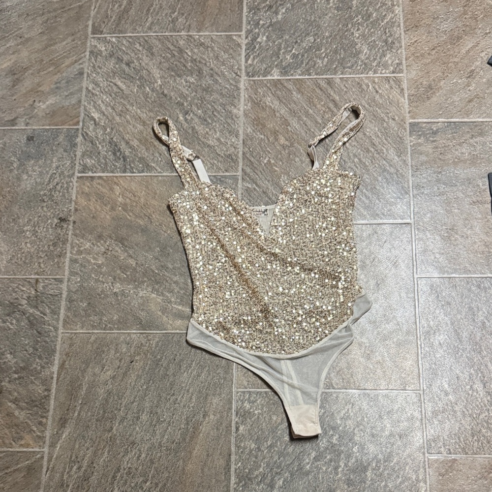 Elegant Gold Sequin Bodysuit